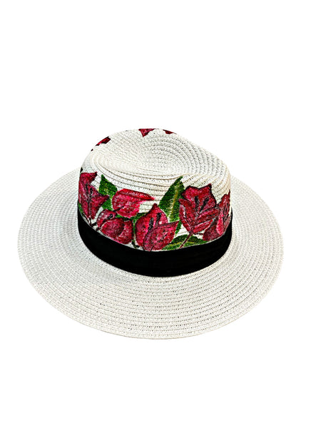 Bougainvillea Hand Painted Hat