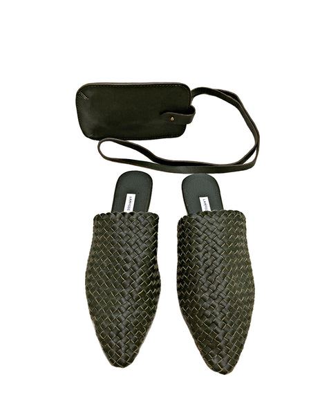 Woven Leather Babouche Slides