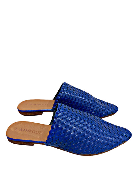 Woven Leather Babouche Azure Slides
