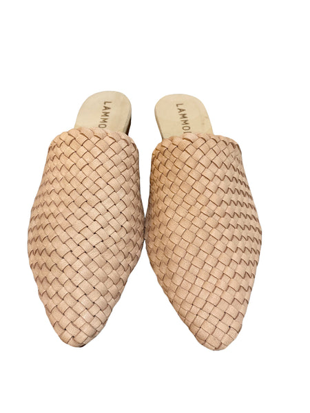 Woven Leather Babouche Nude Slides