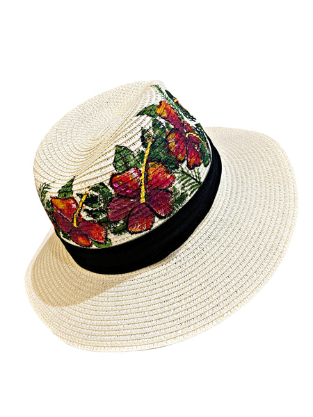 Hibiscus Hand Painted Hat