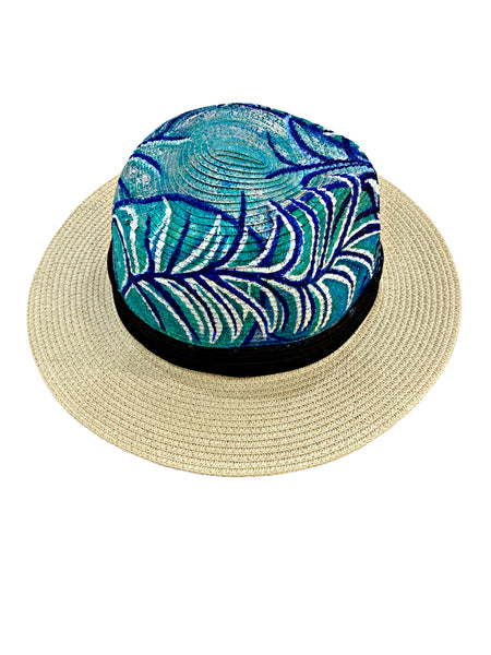 Tropical Blues Hand Painted Hat