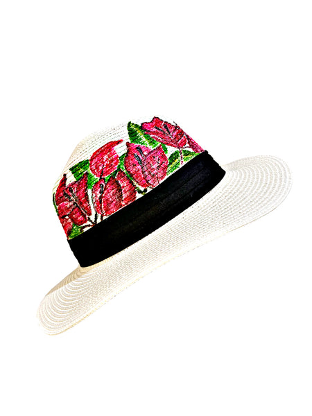 Bougainvillea Hand Painted Hat
