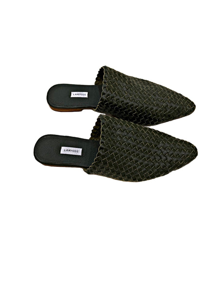 Woven Leather Babouche Slides