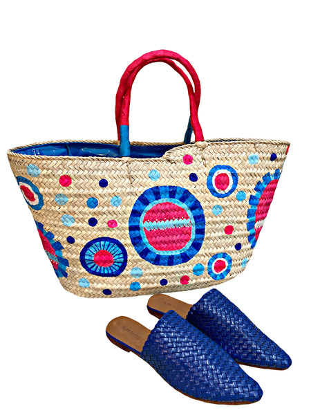 Woven Leather Babouche Azure Slides