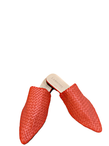 Woven Leather Babouche Peach Slides