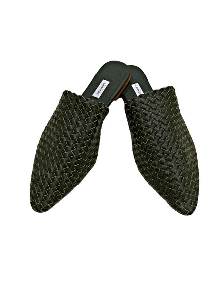Woven Leather Babouche Slides