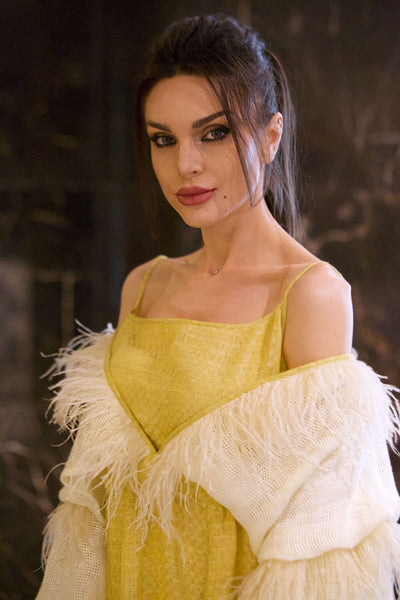 Yellow Feather Kaftan