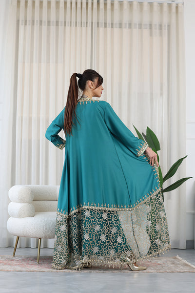 Emerald Pearl Embroidered Kaftan Jalabiya
