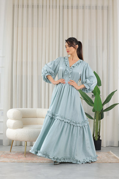 V-neck Ruffles Tiered Maxi Dress