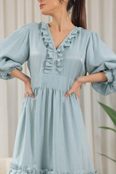 V-neck Ruffles Tiered Maxi Dress