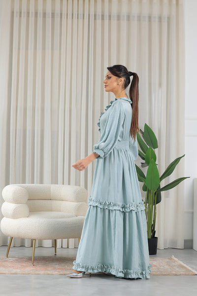 V-neck Ruffles Tiered Maxi Dress