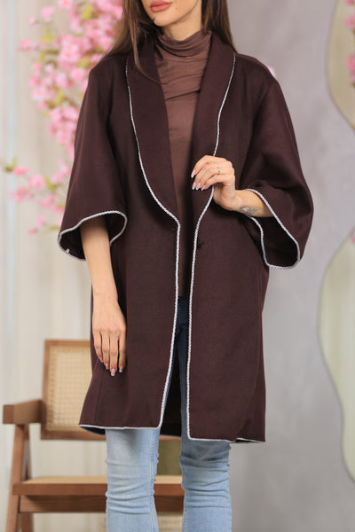 Poiret Dark Maroon Wool Coat