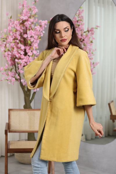 Poiret Mustard Maroon Wool Coat