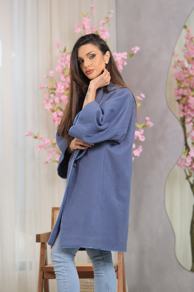 Poiret Blue Grey Wool Coat