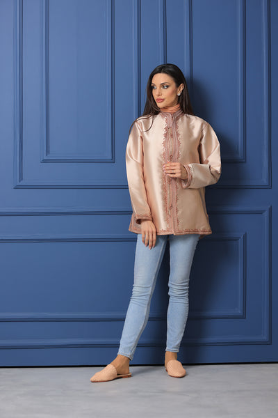Moroccan Hand Embroidered Linen Taffeta Jacket