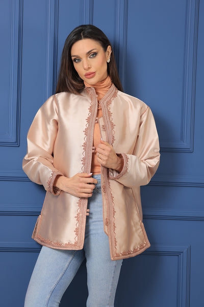 Moroccan Hand Embroidered Linen Taffeta Jacket