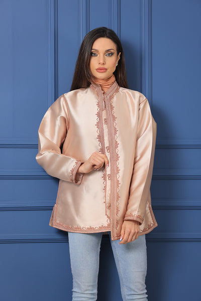 Moroccan Hand Embroidered Linen Taffeta Jacket