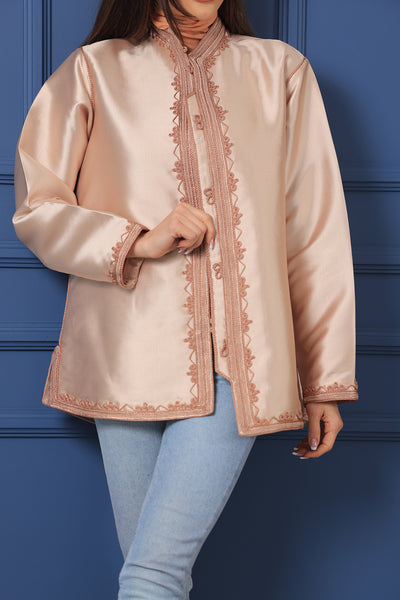 Moroccan Hand Embroidered Linen Taffeta Jacket
