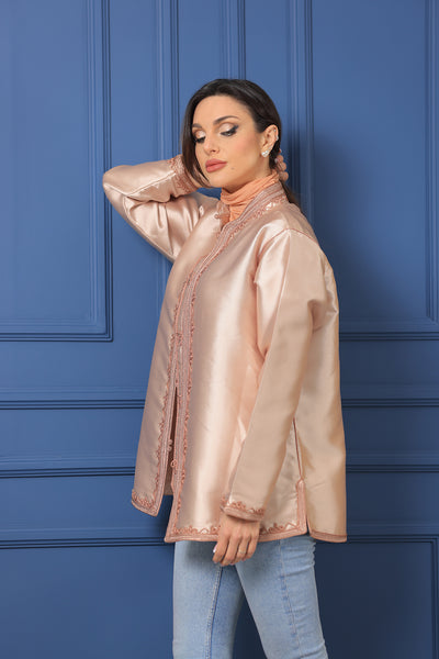 Moroccan Hand Embroidered Linen Taffeta Jacket