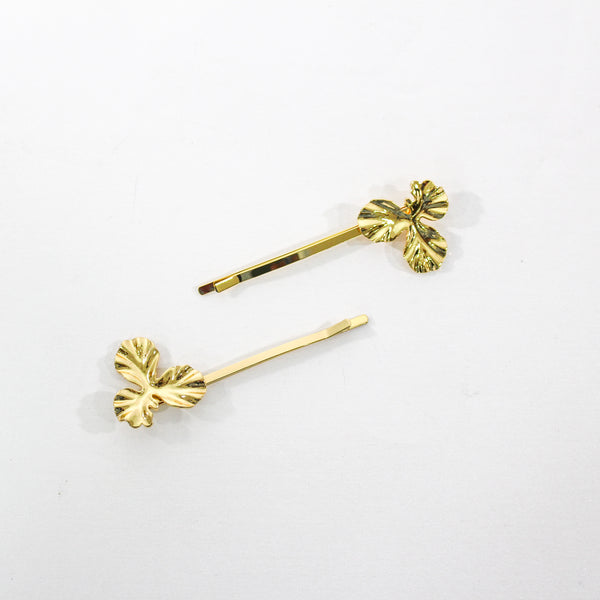 Leah Plated Brass Flower Gold Stud Hair Sliders