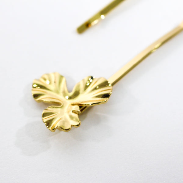 Leah Plated Brass Flower Gold Stud Hair Sliders