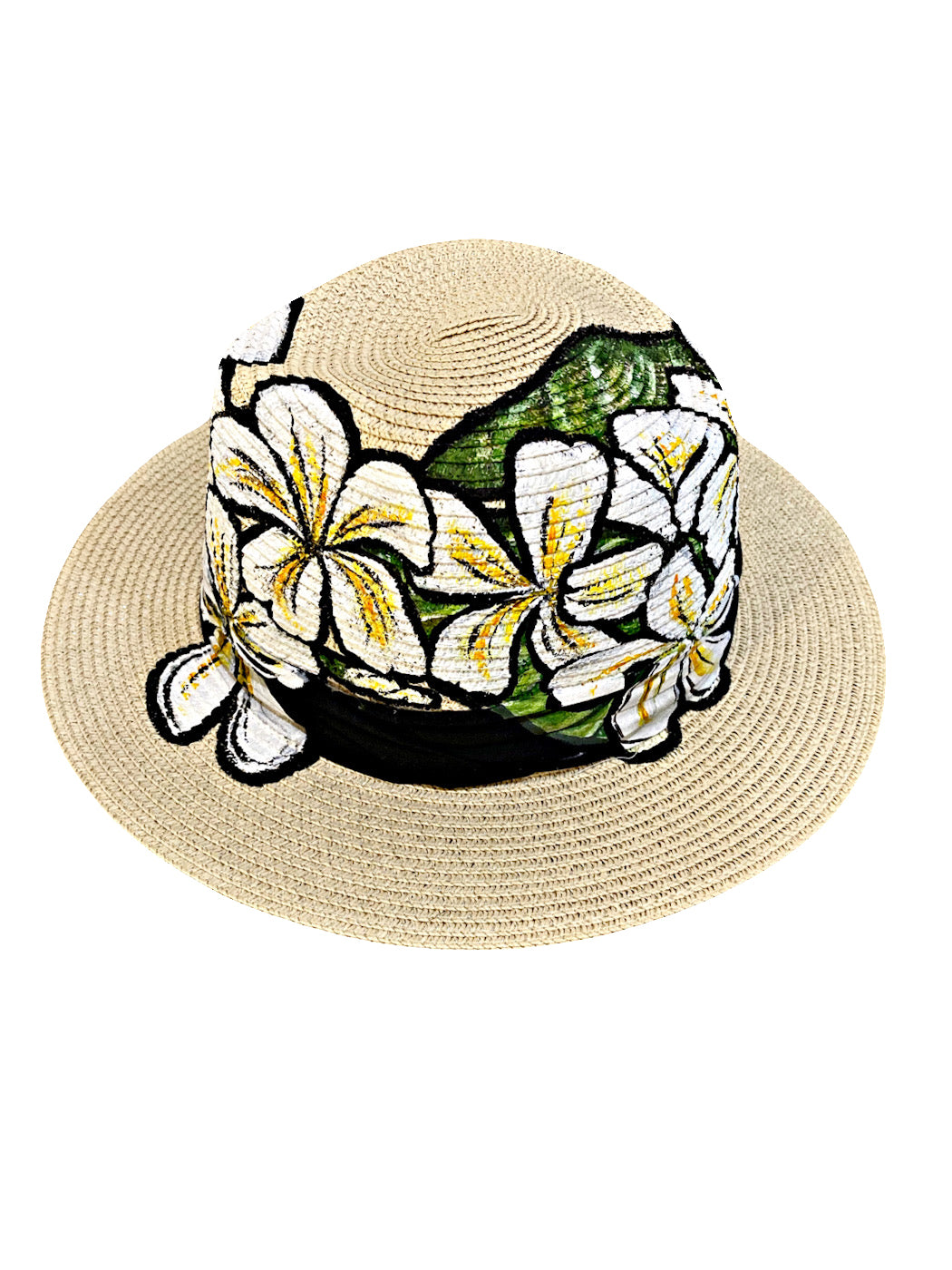 Frangipani Hand Painted Hat