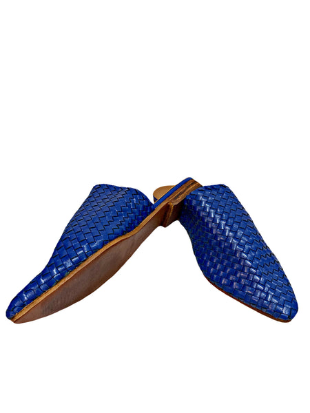 Woven Leather Babouche Azure Slides