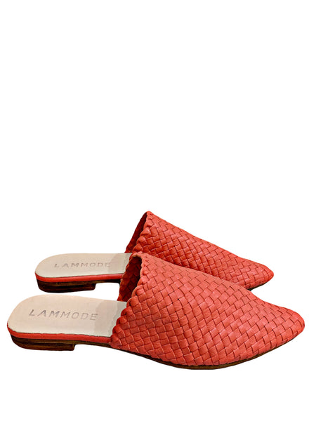 Woven Leather Babouche Peach Slides