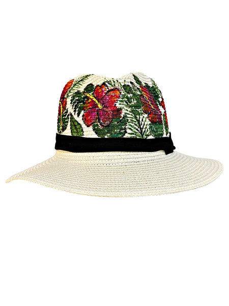 Hibiscus Hand Painted Hat